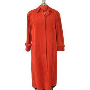 Vintage Lilli Ann Red Ultrasuede midi trench coat midi by Adolph Schuman Sz M/L